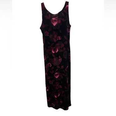 Vintage Y2K Whimsigoth Purple Velvet Floral Low B… - image 1