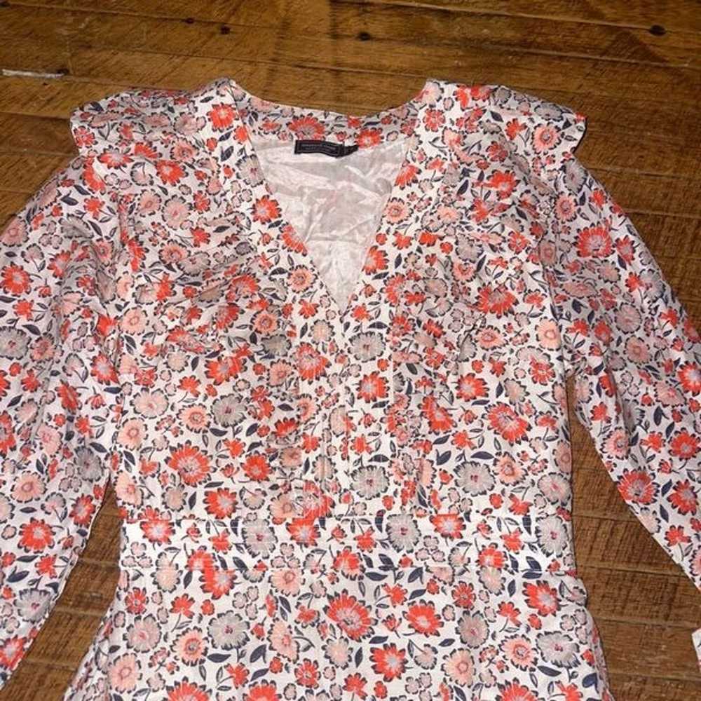 Vineyard Vines Ivy red floral ruffled cotton silk… - image 4