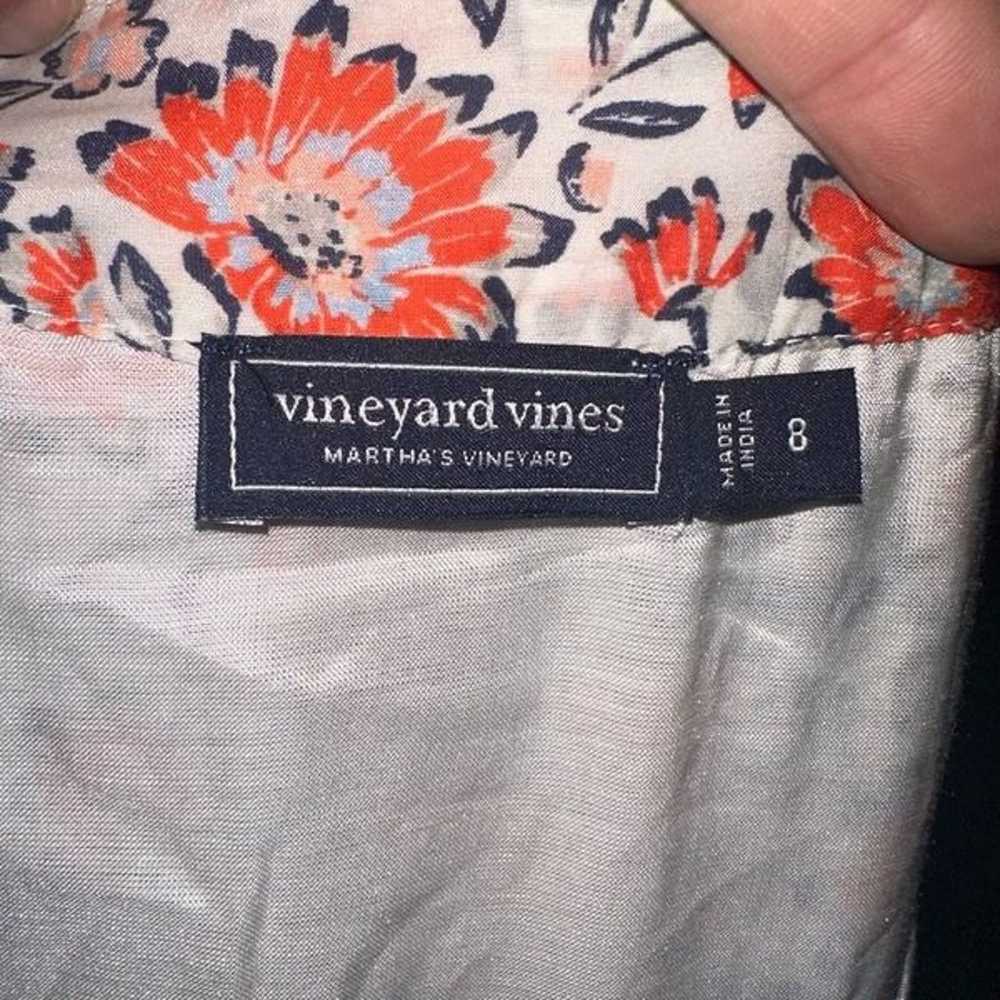 Vineyard Vines Ivy red floral ruffled cotton silk… - image 5