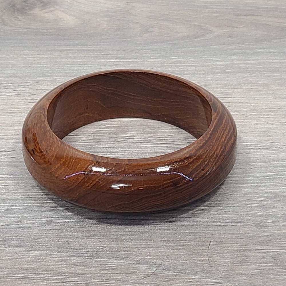 Vintage Boho Style Wide Glossy Finish Wood Bangle… - image 1