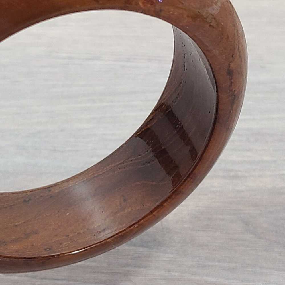 Vintage Boho Style Wide Glossy Finish Wood Bangle… - image 3