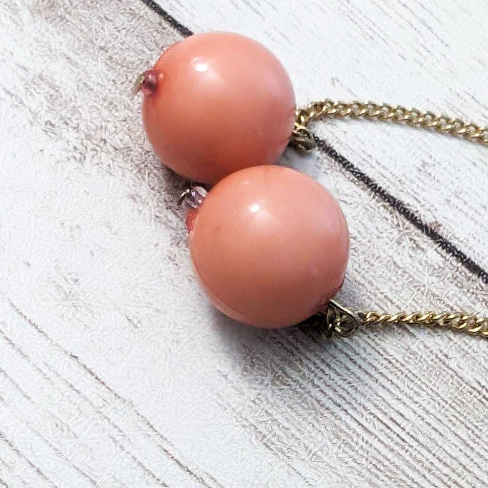 Vintage Earrings For Pierced Ears - Long Pink/Pea… - image 2