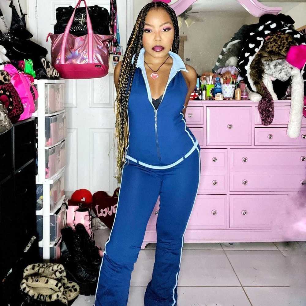 Y2K Blue Flare Jumpsuit - image 3