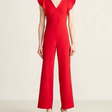 Donna Karan DKNY flutter sleeve jumpsuit in Berry 