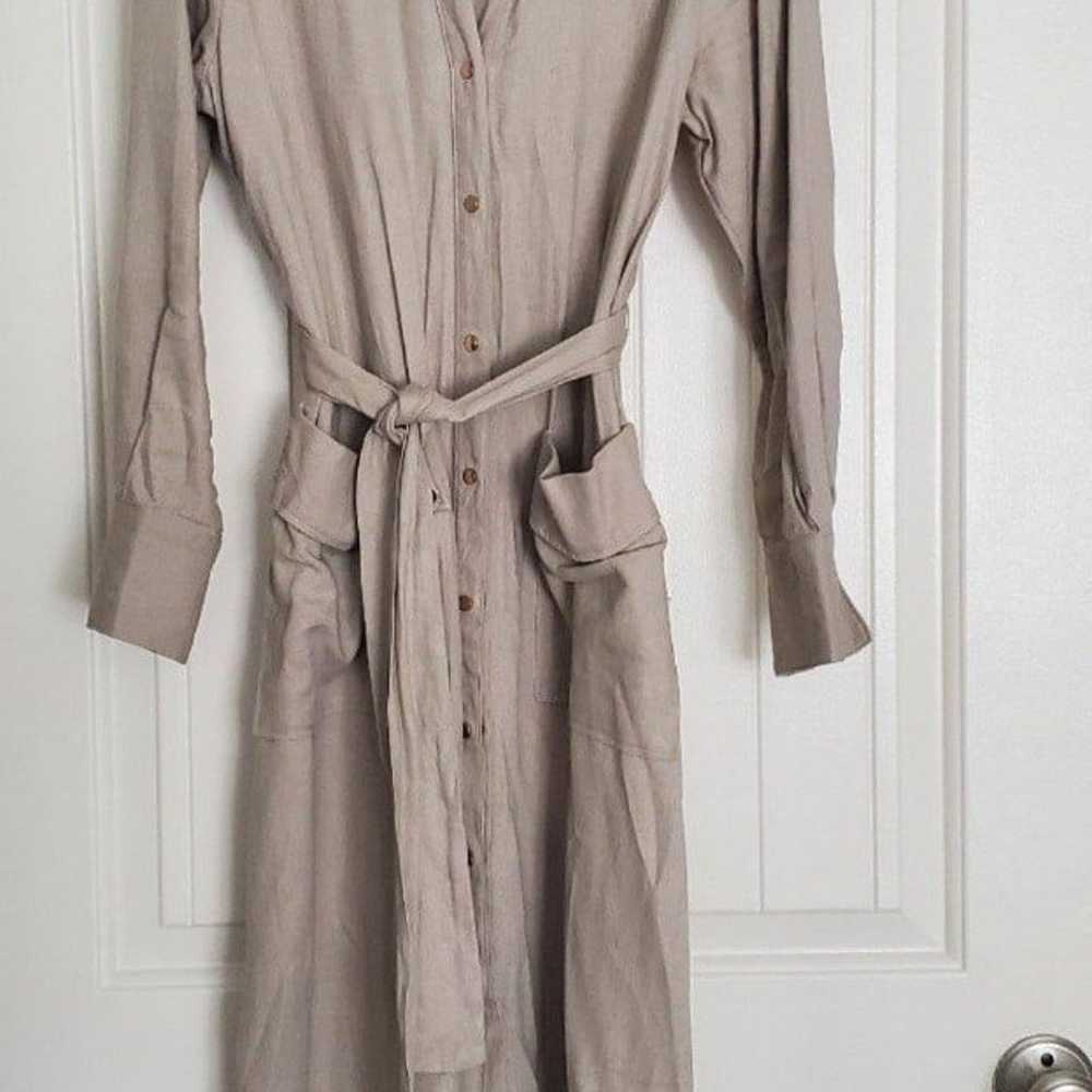 NWT. Zara Midi Linen Blend Dress Pockets long sle… - image 10