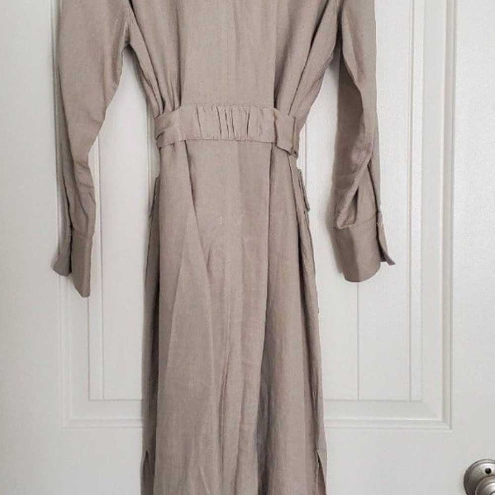 NWT. Zara Midi Linen Blend Dress Pockets long sle… - image 11