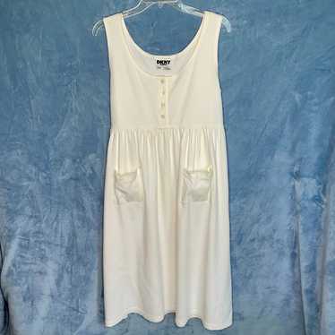 EUC rare ‘90’s DKNY cream cotton sleeveless midi … - image 1