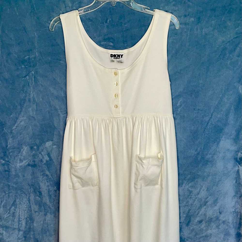 EUC rare ‘90’s DKNY cream cotton sleeveless midi … - image 2