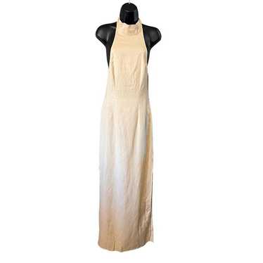 Lioness Womens Halter Dress Small Tan Linen Blend 