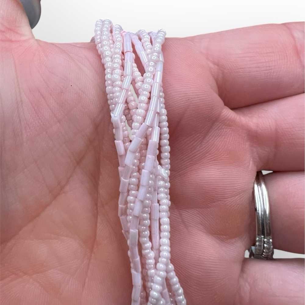 Pretty Pink Seed Bead Long Multi-Strand Necklace … - image 7