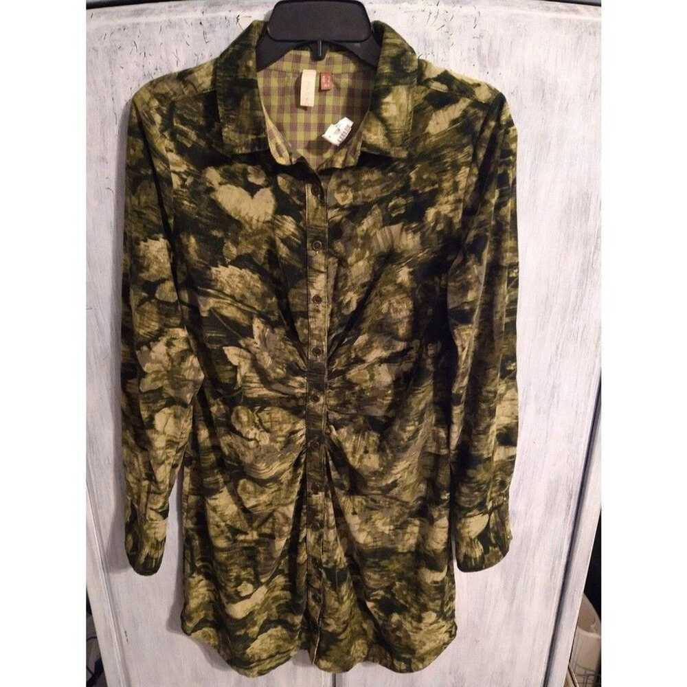 Pilcro Anthropologie outdoorsy velour olive green… - image 2