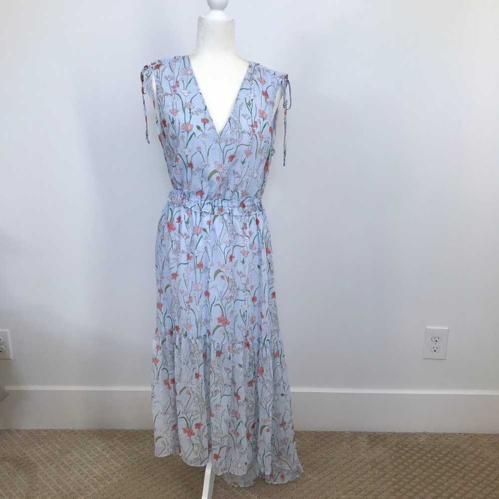 Banana Republic Blue Floral Ruched Maxi Dress sz … - image 5