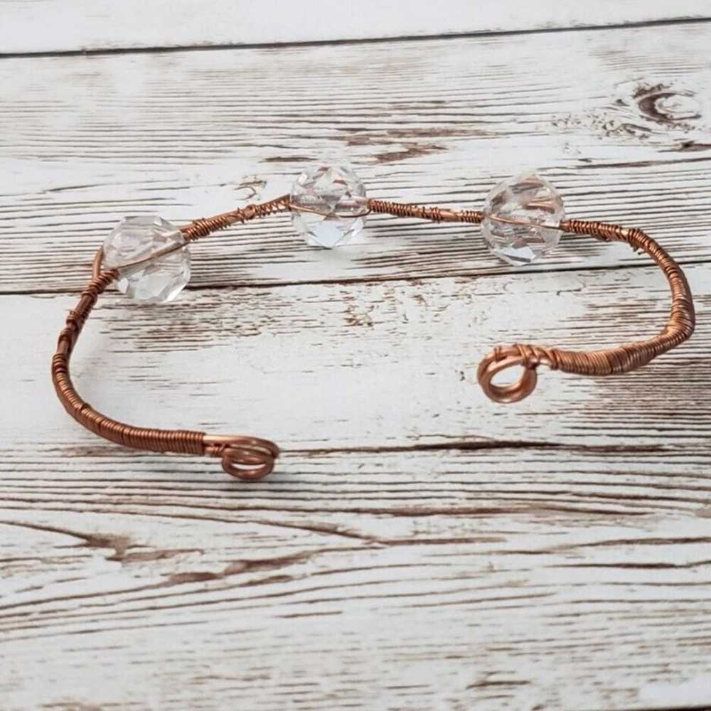 Vintage Bracelet - Wavy Copper? Wire Wrapped Brac… - image 3