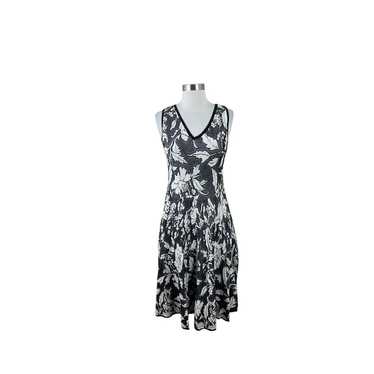 Peruvian Connection Black White Floral Pima Cotto… - image 1