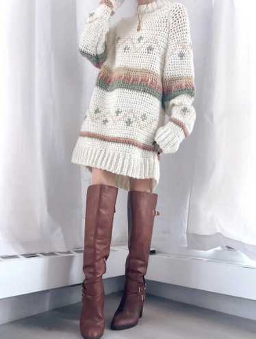 70s chunky knit mini dress sweater