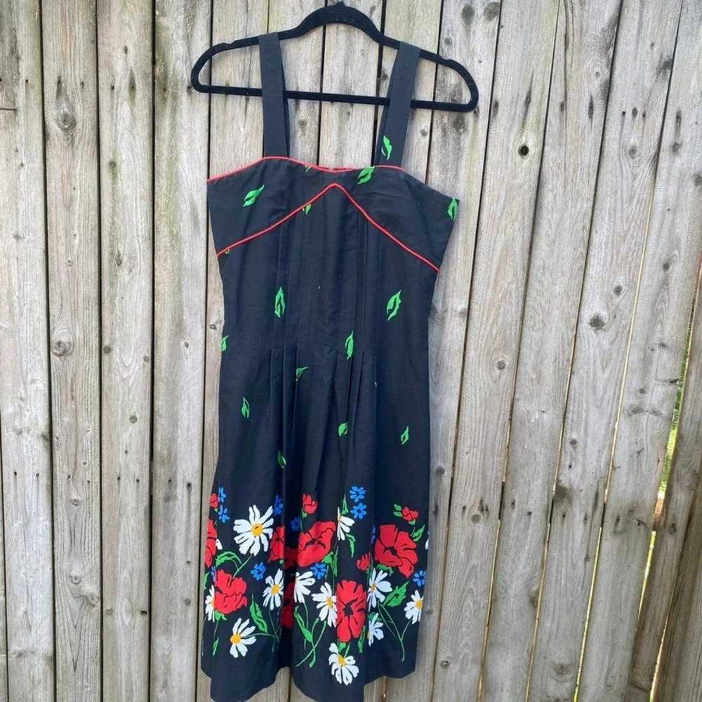 Vintage 1970s 70s Jenni Floral Daisy poppy Black … - image 10