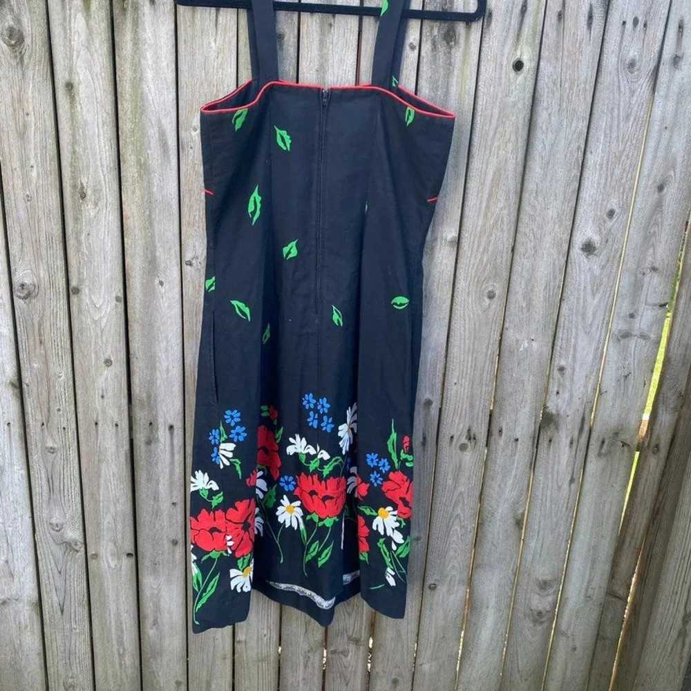 Vintage 1970s 70s Jenni Floral Daisy poppy Black … - image 6