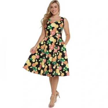 Eva Rose Fit and Flaire Citrus Print Dress size Me