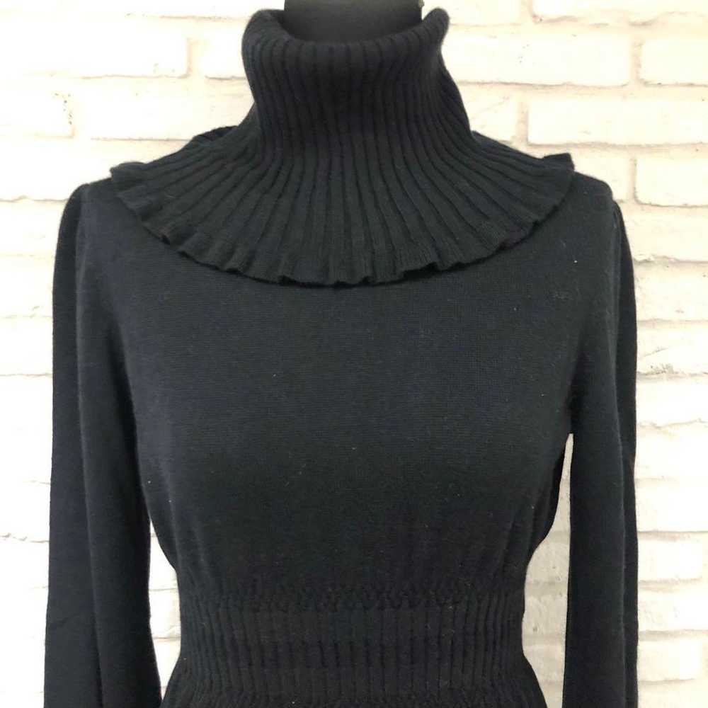 TO BE CHIC Turtleneck Gathered Knit Dress Plain F… - image 2