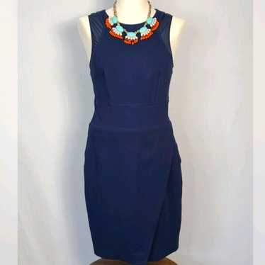 Tart Navy Blue Faux Wrap Sheath Dress