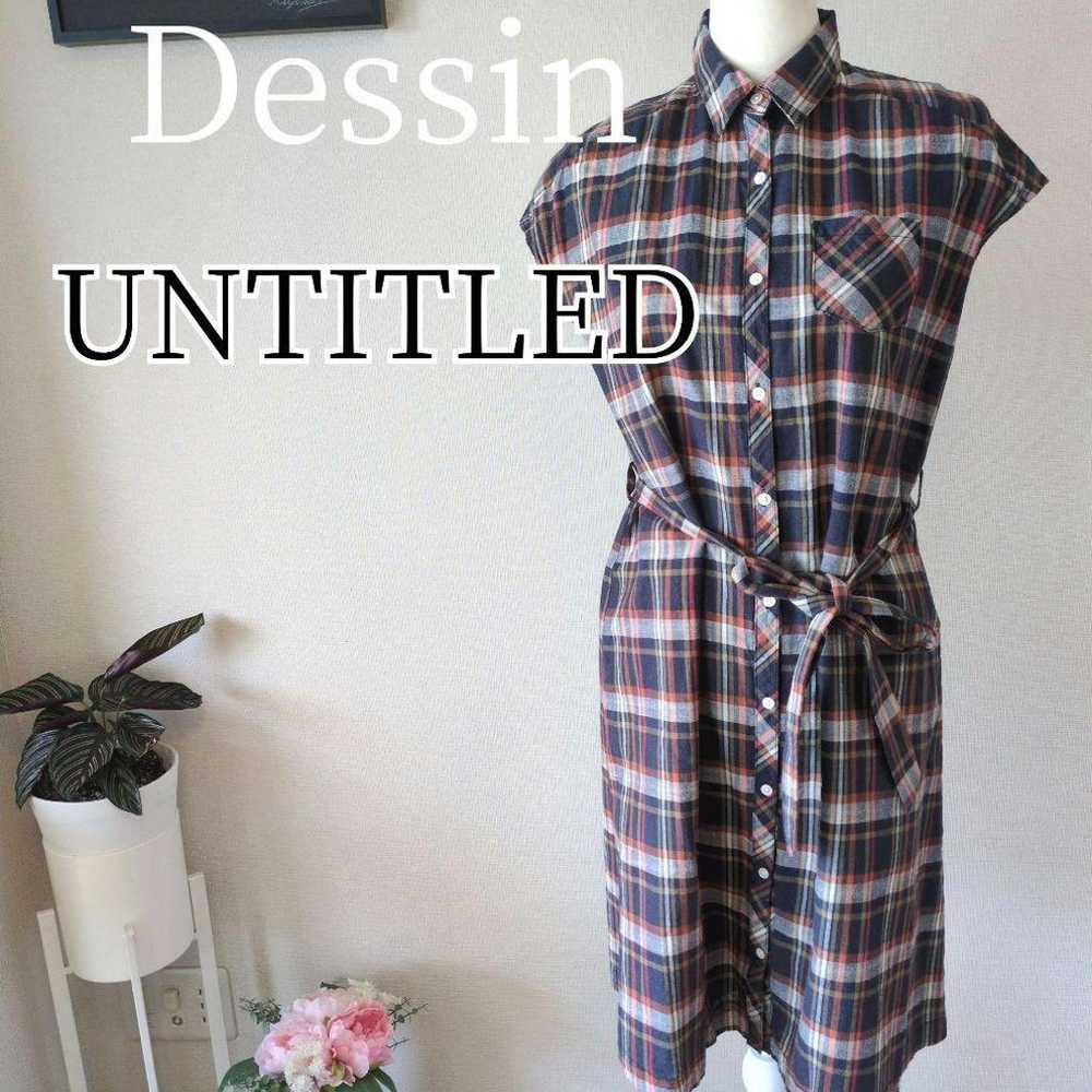 Dessan Untitled French Sleeve Check Dress Linen B… - image 1