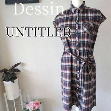 Dessan Untitled French Sleeve Check Dress Linen B… - image 1