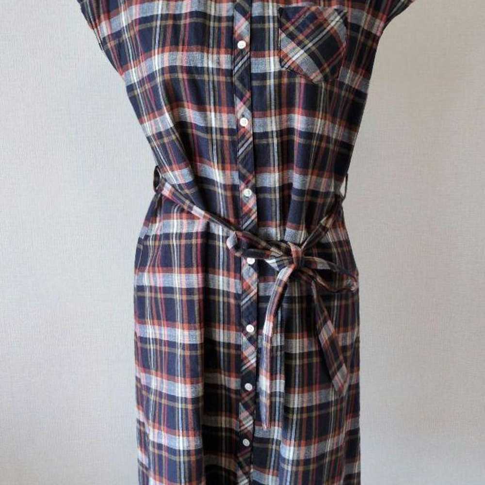 Dessan Untitled French Sleeve Check Dress Linen B… - image 2