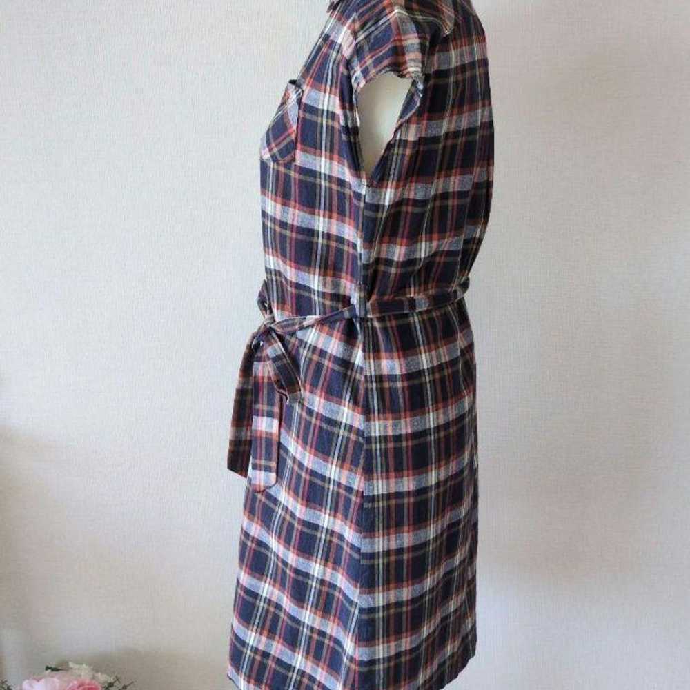 Dessan Untitled French Sleeve Check Dress Linen B… - image 3