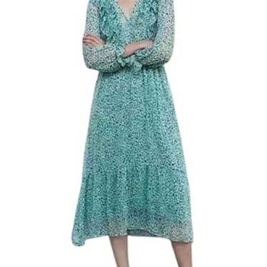 Zara Midi Dress Womens Size Medium Mint Green Blu… - image 1