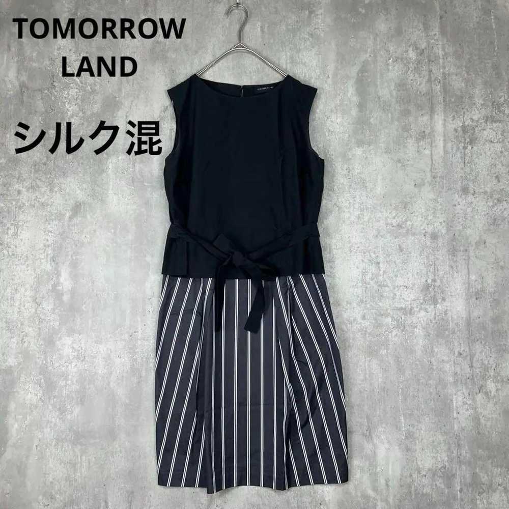 Tomorrowland Silk Docking One-piece Navy Stripe S… - image 1