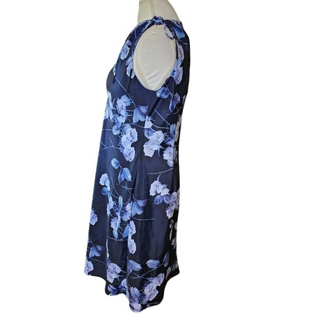 Y2K Womens Large Summer Slip Dress Navy Blue Flor… - image 3