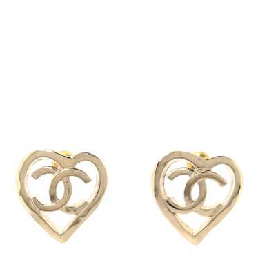 CHANEL Metal CC Heart Coco In Love Earrings Gold