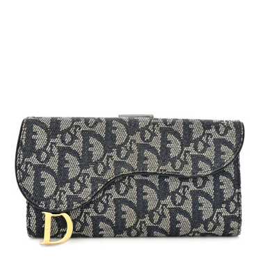 CHRISTIAN DIOR Monogram Saddle Wallet Navy