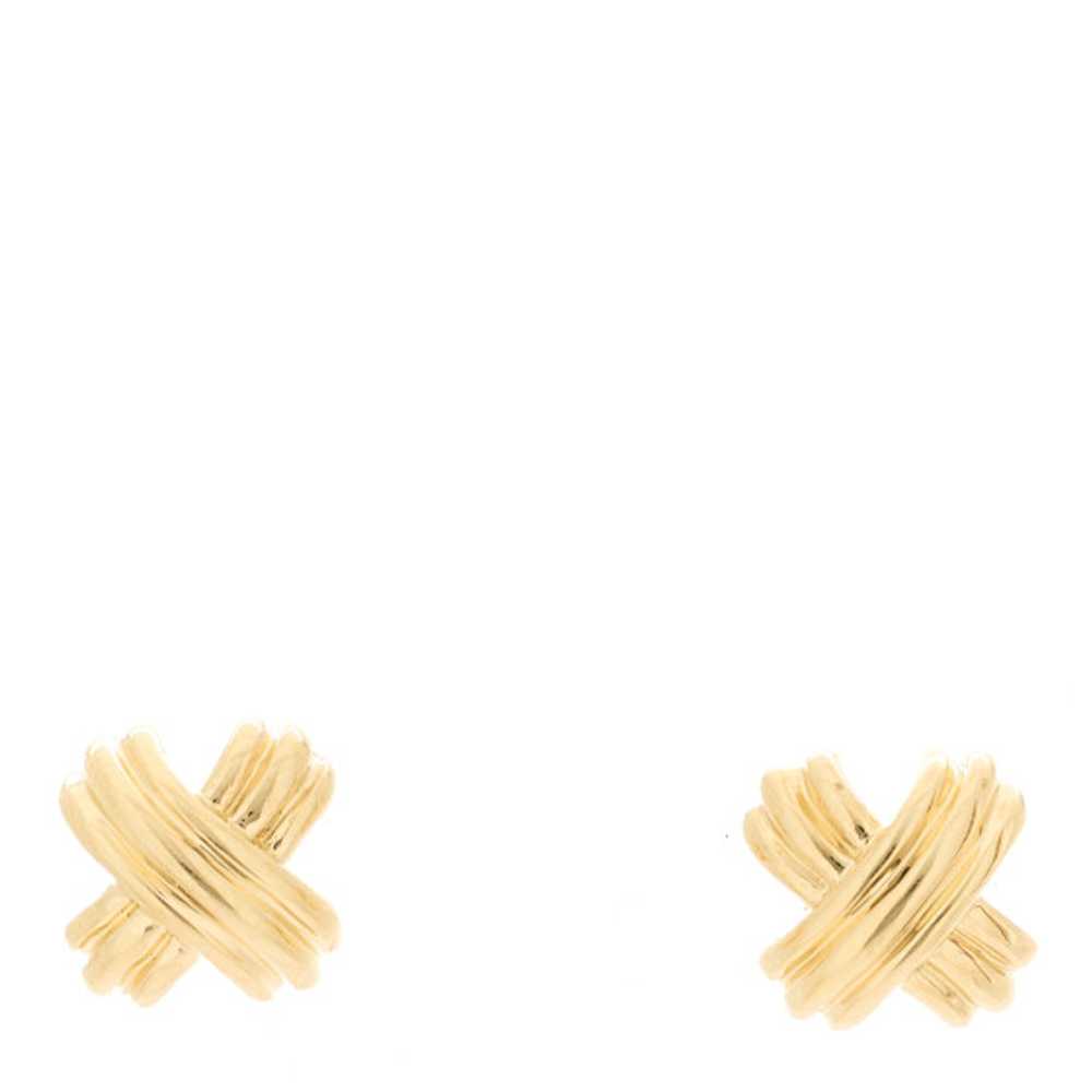 TIFFANY 18K Yellow Gold Small Signature X Earrings - image 1