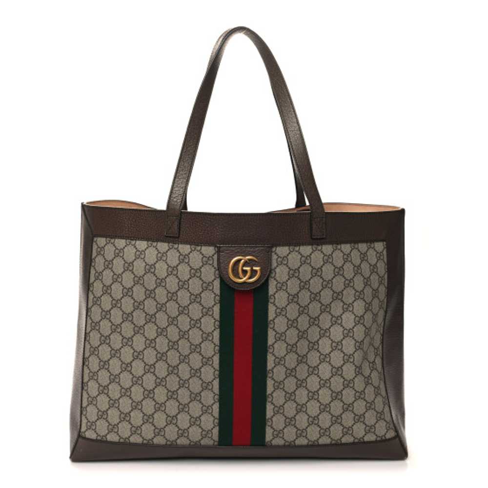 GUCCI GG Supreme Monogram Web Ophidia Tote Brown - image 1