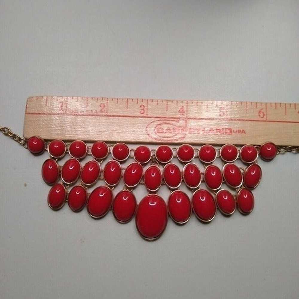 0336 Vintage 3-Strand Red Bubble Statement Neckla… - image 6