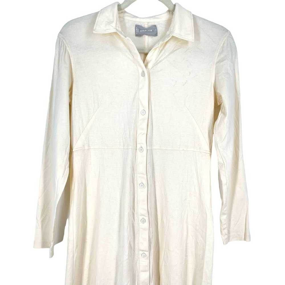 Everlane The Luxe Cotton Shirt Dress Cream Size S… - image 4