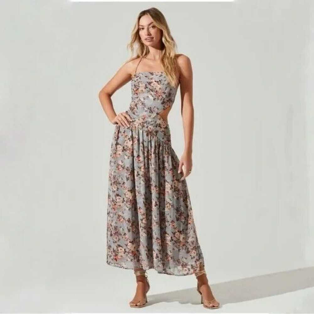 Astr The Label Floral Burnout Side Cut Out Midi D… - image 1