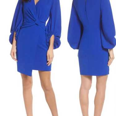 Harlan Blue Faux Wrap Sheath Dress