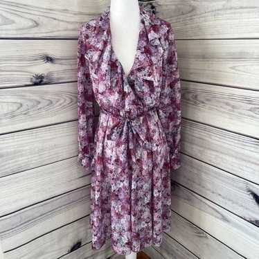 Vintage 70s Floral Ruffle Long Sleeve Dress - image 1