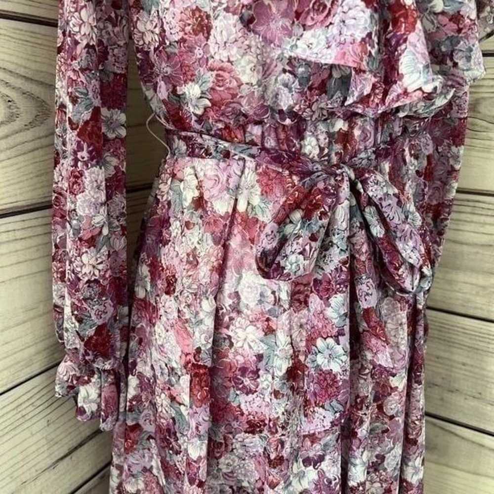 Vintage 70s Floral Ruffle Long Sleeve Dress - image 2