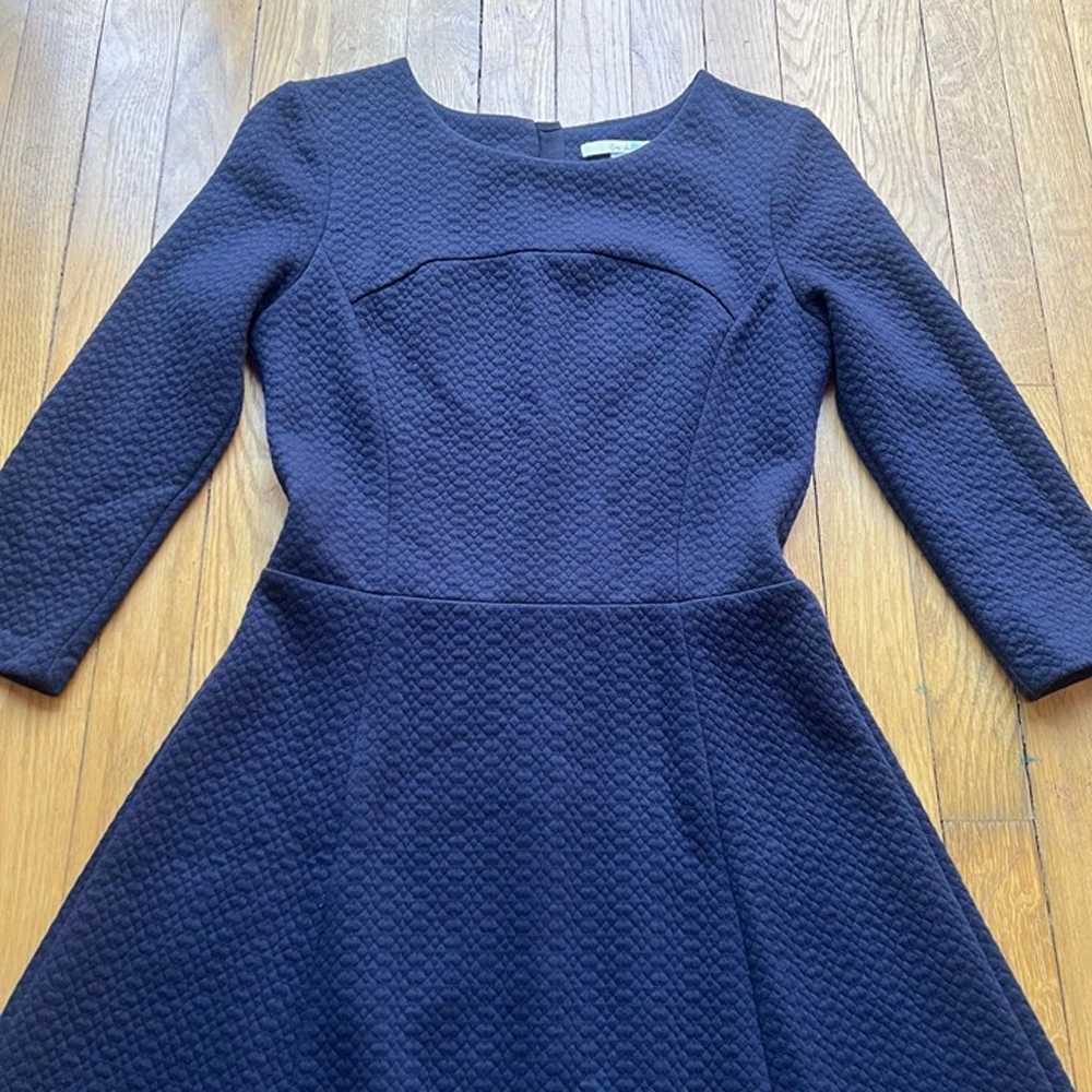 Boden Size 4R Navy Blue Textured 3/4 Sleeve Curve… - image 2