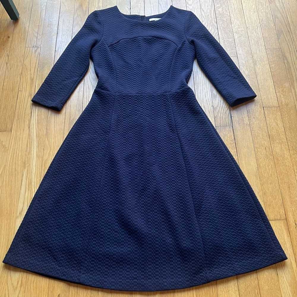 Boden Size 4R Navy Blue Textured 3/4 Sleeve Curve… - image 3