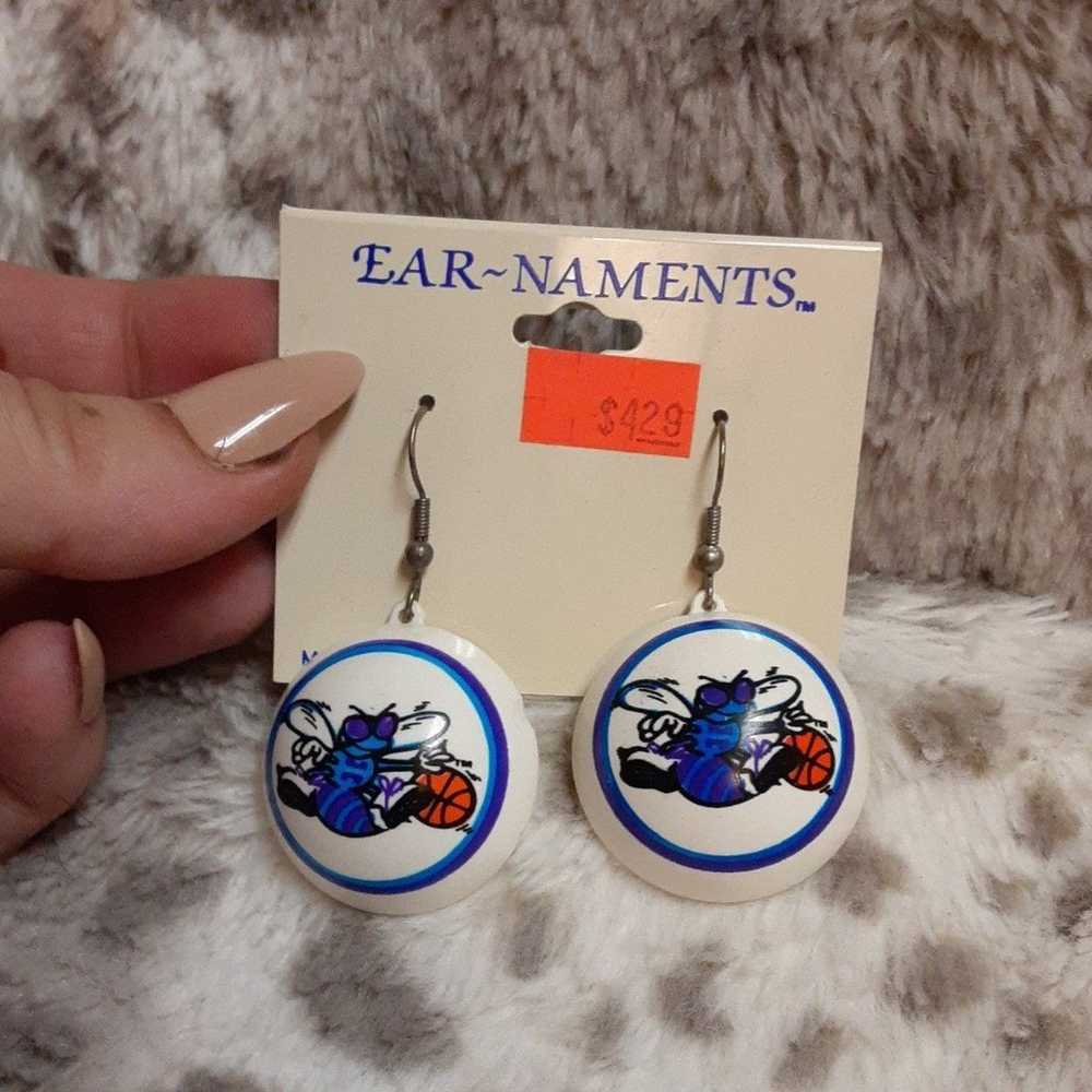 Vintage Charlotte Hornets 1990s Earrings - image 1