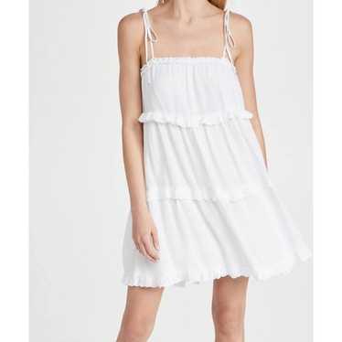 Rails Caralyn White Linen Short Eyelet Ruffle Tie… - image 1