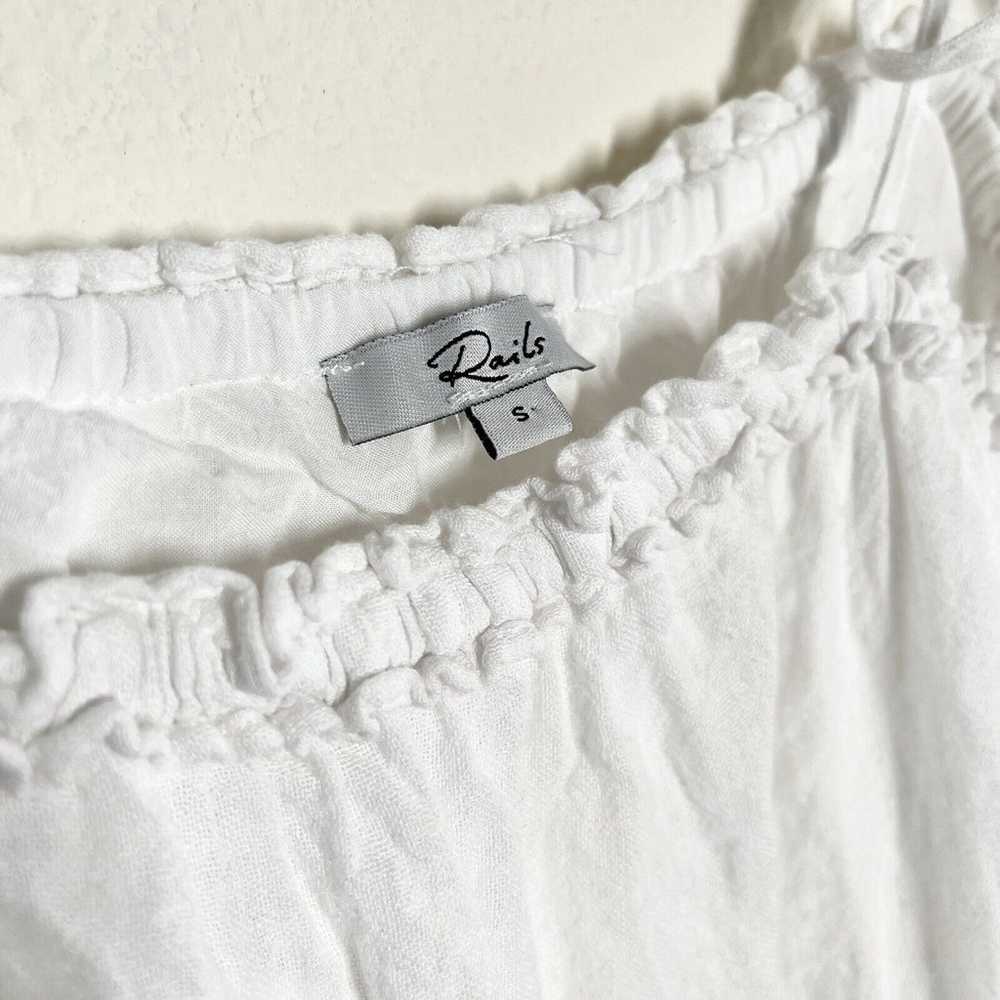 Rails Caralyn White Linen Short Eyelet Ruffle Tie… - image 4