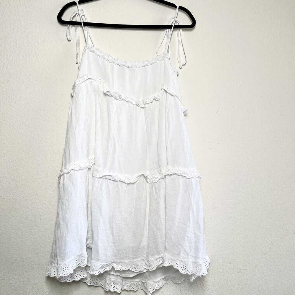 Rails Caralyn White Linen Short Eyelet Ruffle Tie… - image 8