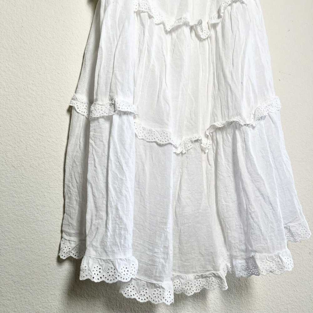 Rails Caralyn White Linen Short Eyelet Ruffle Tie… - image 9