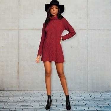 Lulu's Joyous Cable Knit Turtleneck Sweater Dress… - image 1