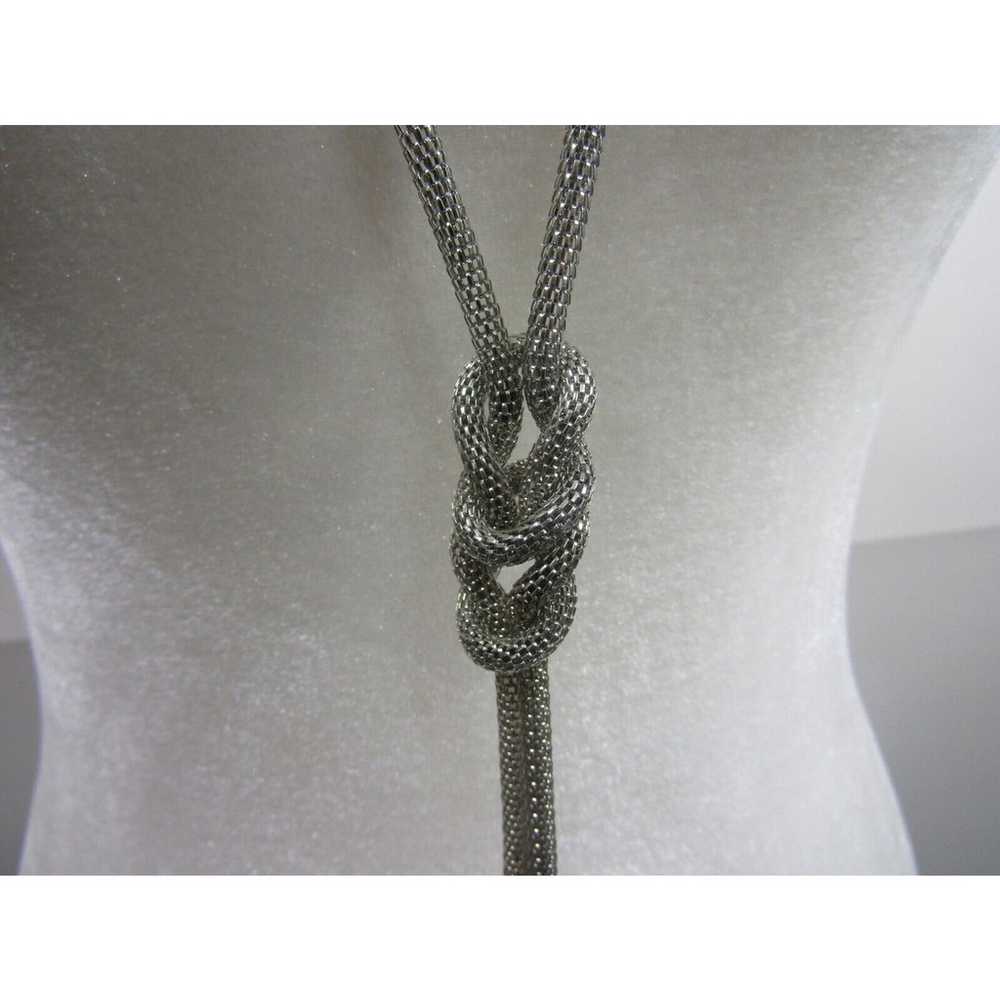 Silver Tone Snake Rope Knot Necklace 42" Retro Wi… - image 2